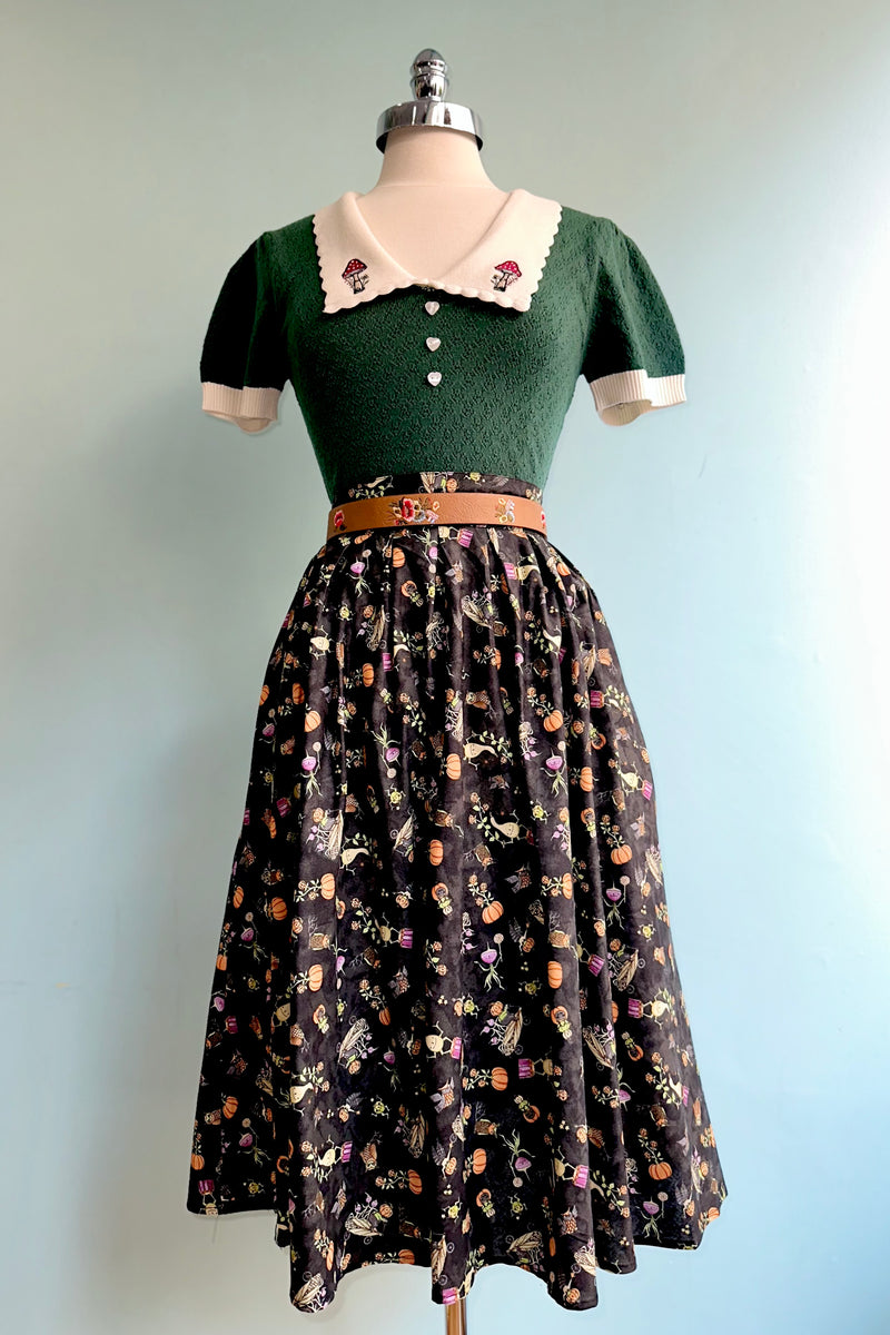 Mushroom Genevieve Sweater in Green by Hell Bunny
