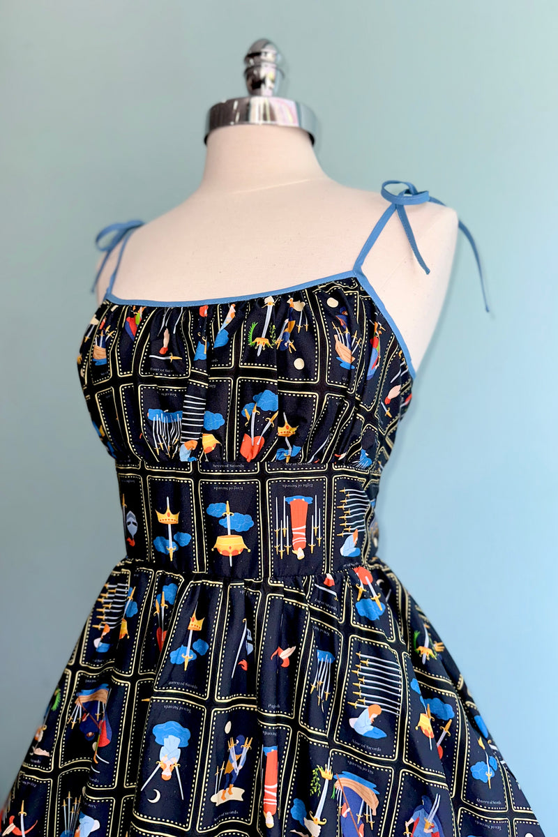 Tarot Card Shirred Bust Swing Dress
