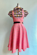 Pink Plaid High Waisted Pinafore Skirt by Voodoo Vixen