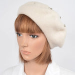 Rhinestone Studded Wool Beret in Multiple Colors!