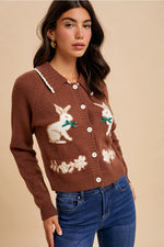 Bunny Cardigan Sweater in Chestnut