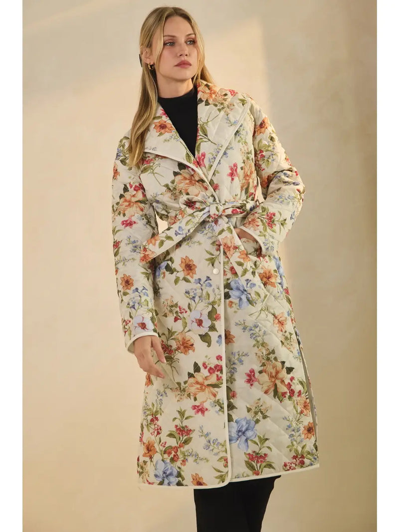 Ivory Floral Quilted Jacket
