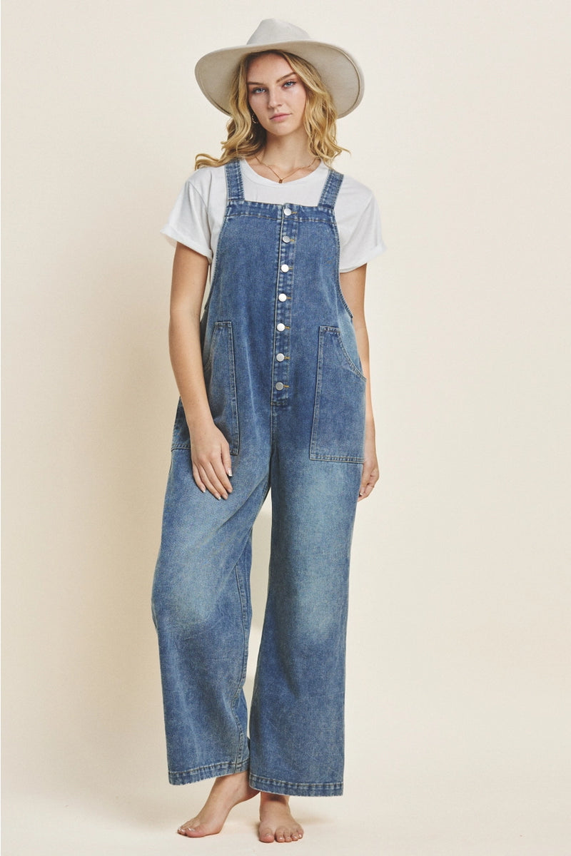 Denim Loose Overalls