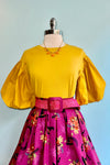 Mustard Jersey Puff Sleeve Top