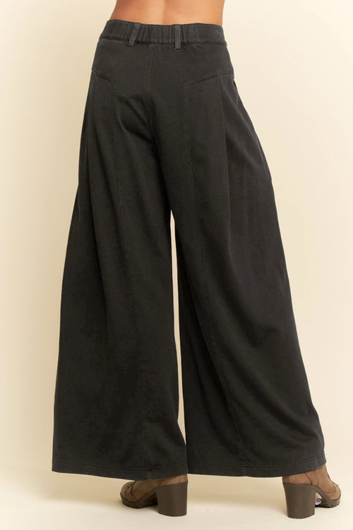 Jersey Wide Leg Pants in Black