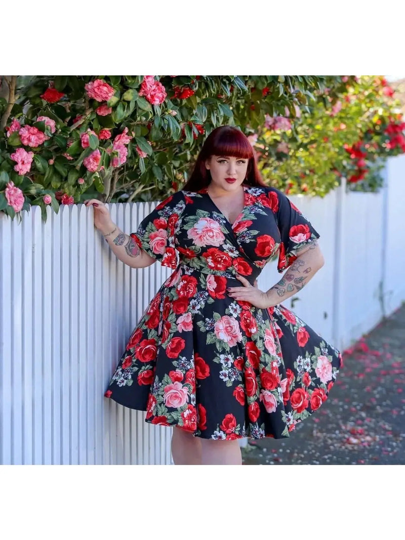 Rose Red Aurora Wrap Dress by Wax Poetic