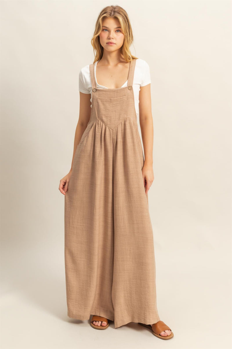 Taupe Loose Wide Leg Jumpsuit