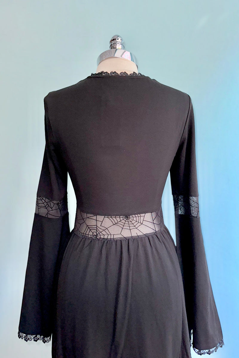 Web Lace Paneled Midi Dress by Voodoo Vixen