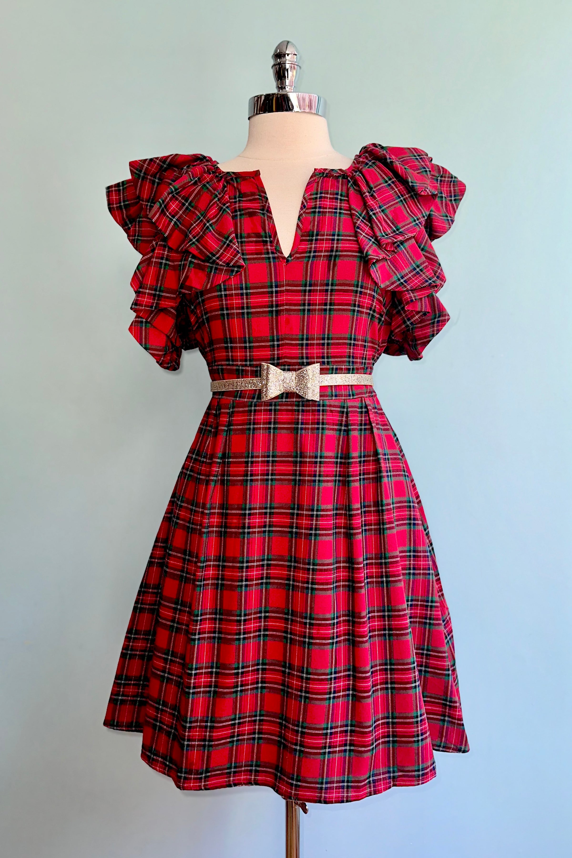 Red Plaid Ruffle Sleeve Wilma Mini Dress Modern Millie Red Plaid Ruffle Sleeve Wilma Mini Dress Modern Millie
