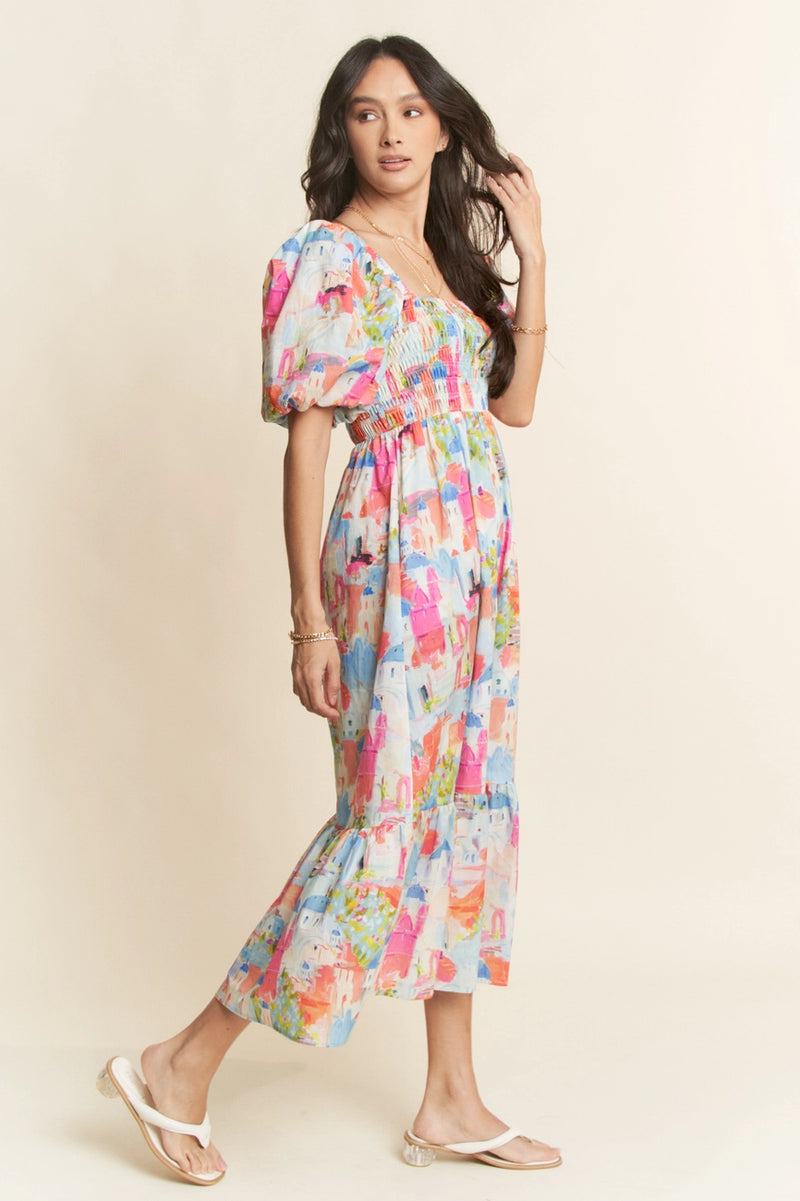 midi dress with balloon sleeves Forest Green Satin Balloon Sleeve Tie Neck Sadie Midi Dress