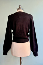 Black Spooky Cat Cropped Cardigan Sweater