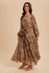 Leopard Raglan Sleeve Maxi Dress