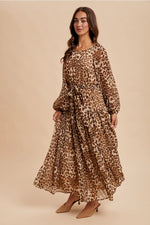 Leopard Raglan Sleeve Maxi Dress