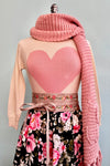 Oatmeal and Pink Heart Pullover Sweater
