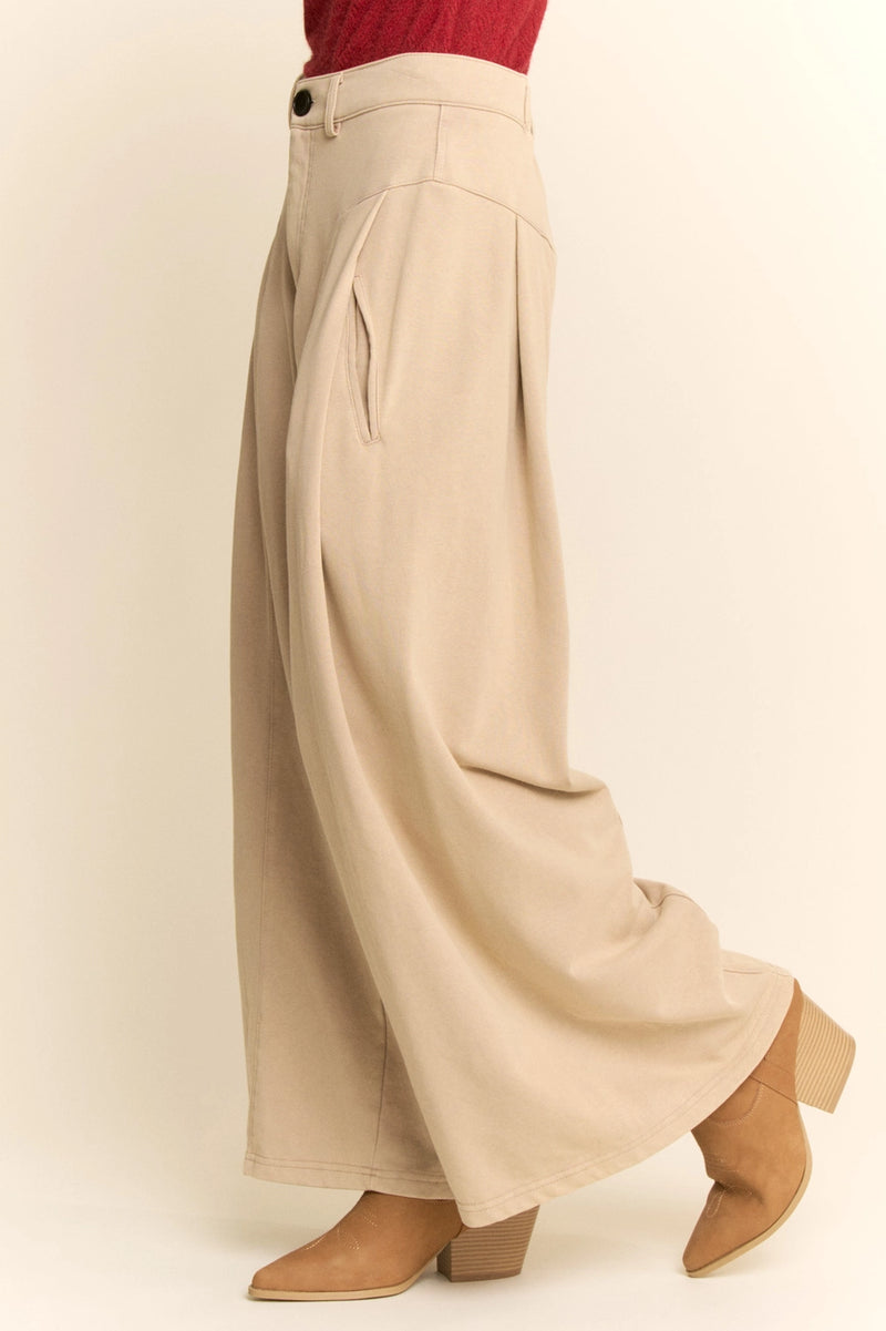 Jersey Wide Leg Pants in Mushroom