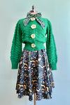 Green Knit Cardigan with Rosette Detail