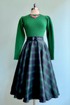 Green and Navy Plaid Circle Skirt by Banned