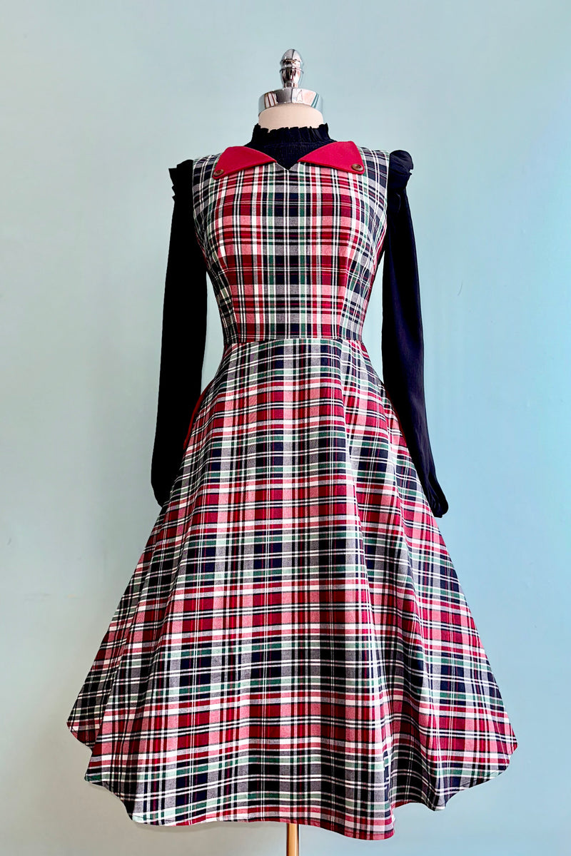 Boat Day Dress in Navy Plaid by Banned