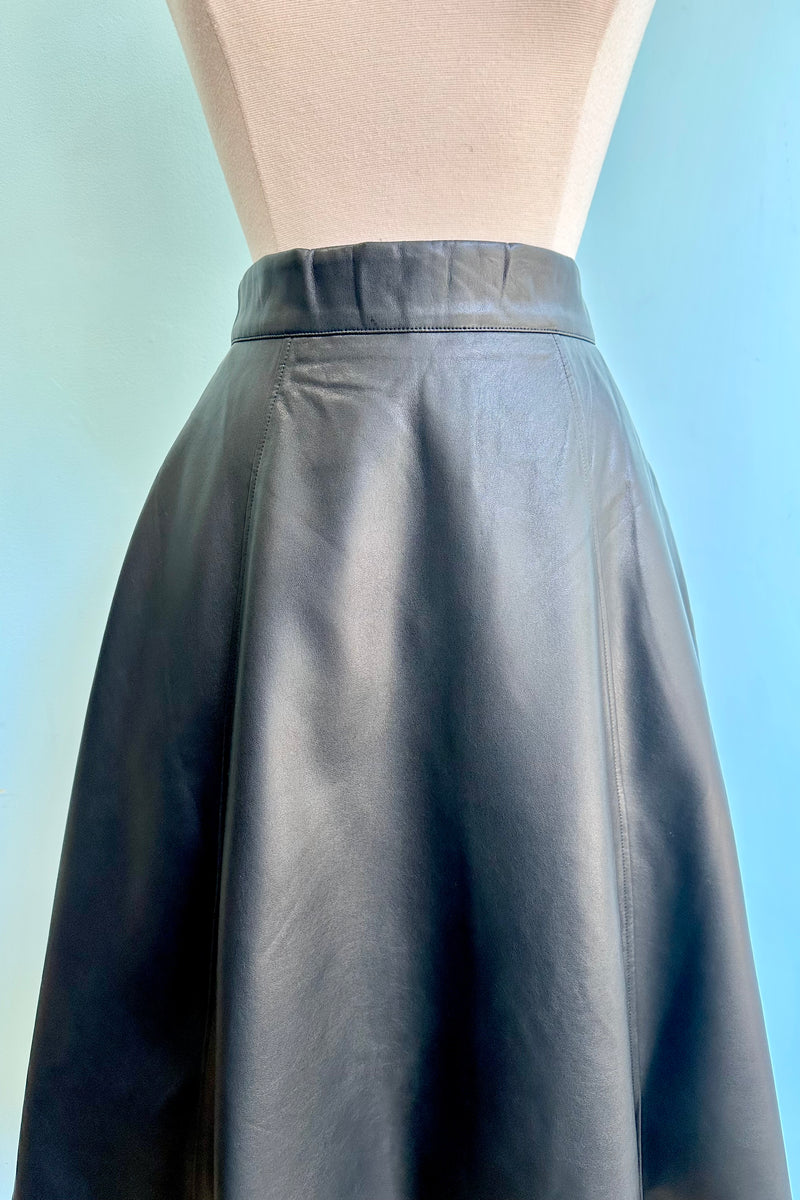 Daphne Faux Leather Black Full Skirt by Banned