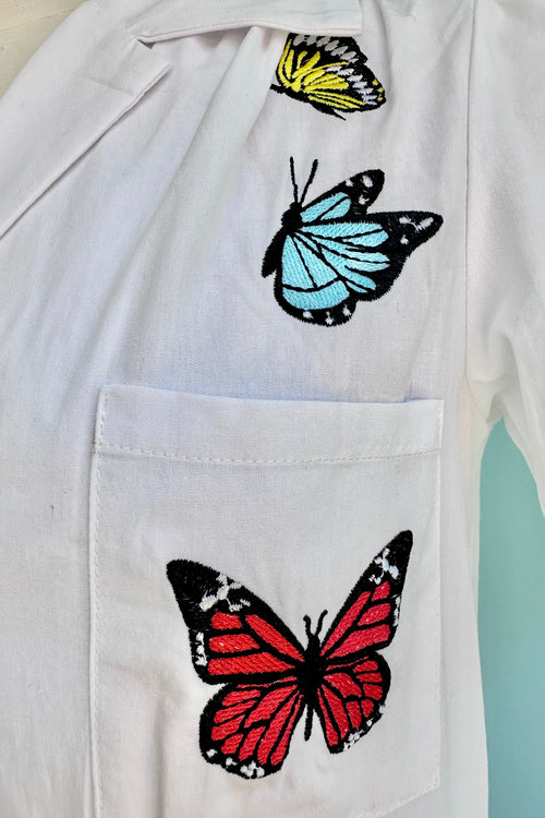 Butterfly Button Down Blouse in White