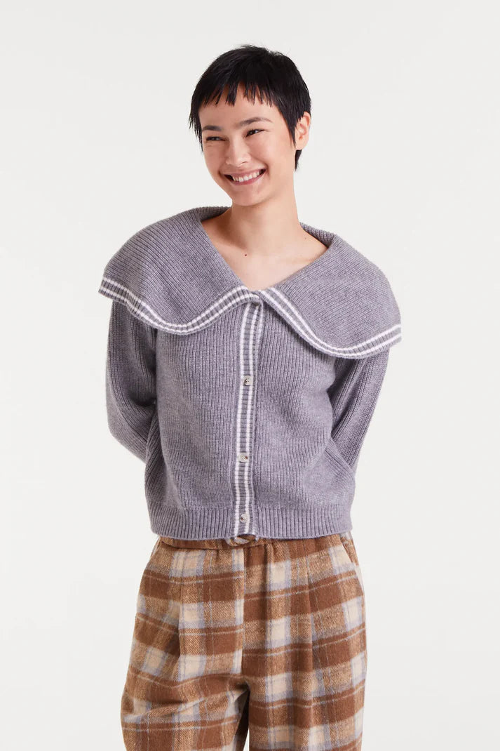 Grey Sailor Collar Cardigan Sweater by Compania Fantastica