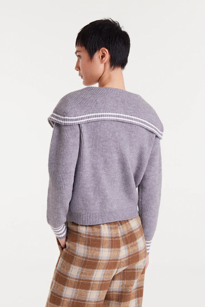 Grey Sailor Collar Cardigan Sweater by Compania Fantastica