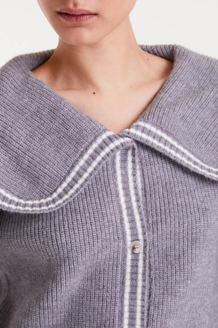Grey Sailor Collar Cardigan Sweater by Compania Fantastica