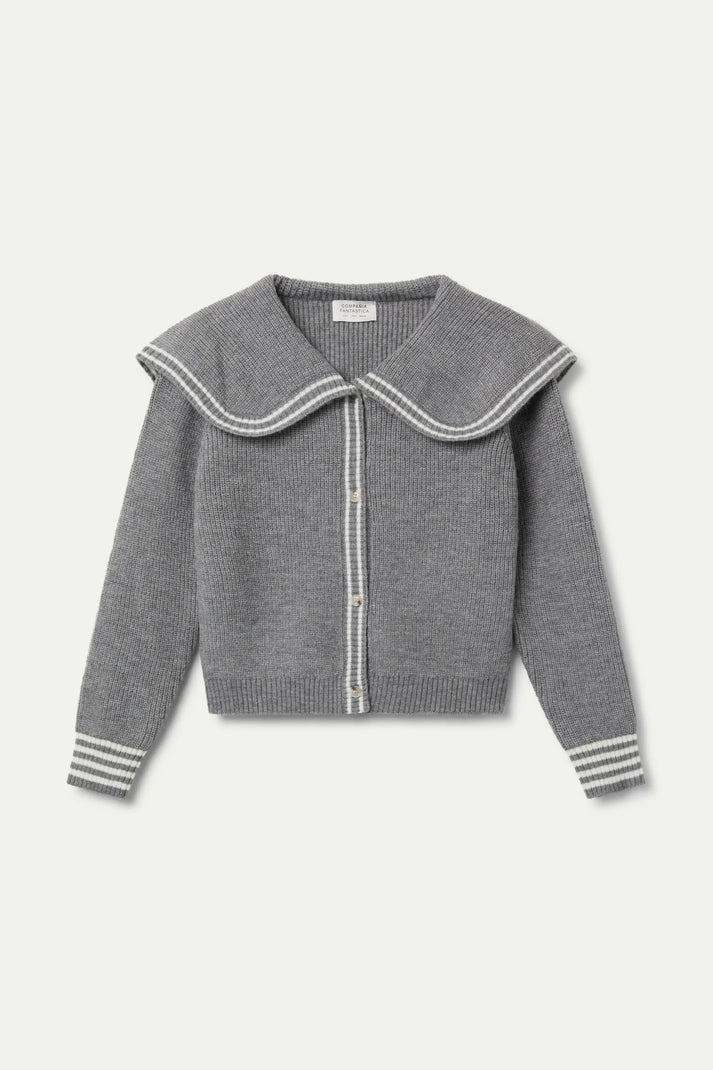 Grey Sailor Collar Cardigan Sweater by Compania Fantastica