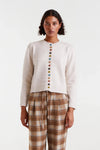 Ivory Cardigan Sweater with Multicolored Buttons by Compania Fantastica