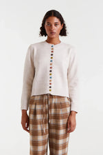 Ivory Cardigan Sweater with Multicolored Buttons by Compania Fantastica