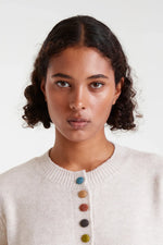 Ivory Cardigan Sweater with Multicolored Buttons by Compania Fantastica