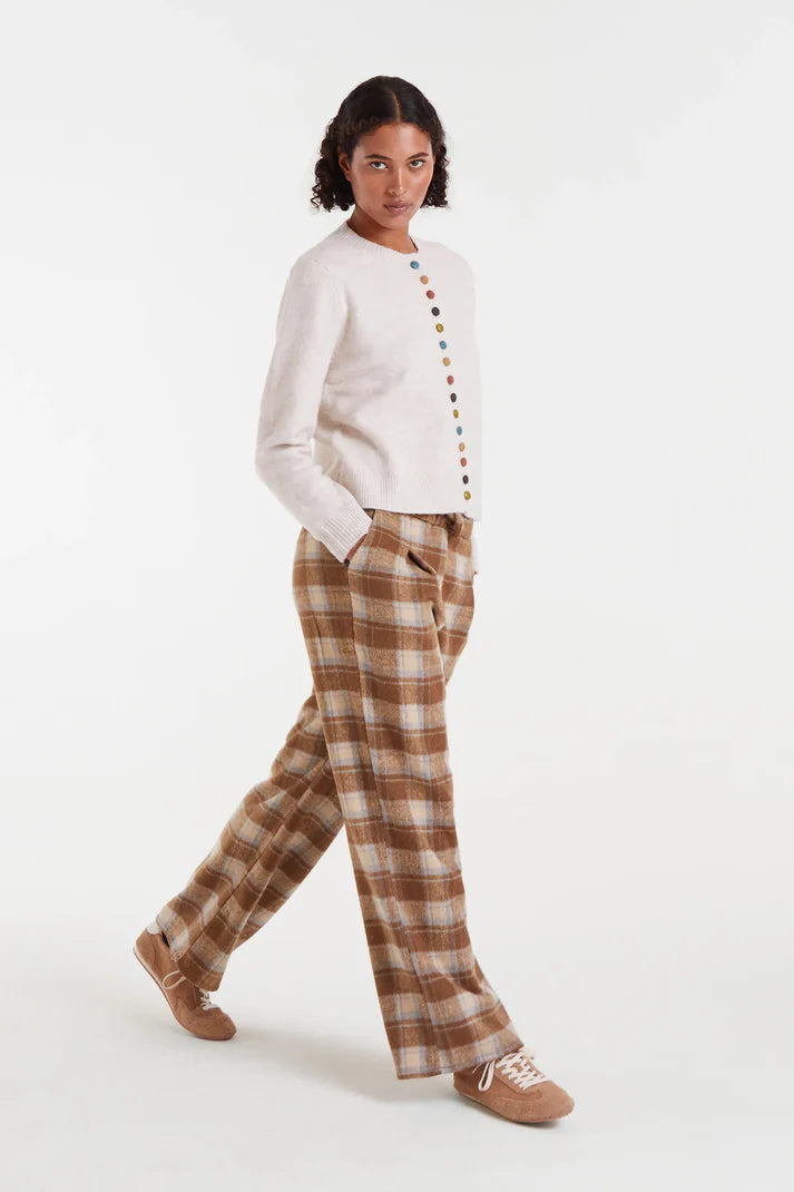 Ivory Cardigan Sweater with Multicolored Buttons by Compania Fantastica