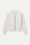 Ivory Cardigan Sweater with Multicolored Buttons by Compania Fantastica