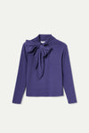 Purple Long Sleeve Tie Neck Jersey Top by Compania Fantastica