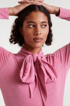 Pink Long Sleeve Tie Neck Jersey Top by Compania Fantastica