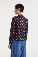 Long Sleeve Heart Jersey Top in Black by Compania Fantastica