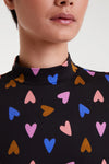 Long Sleeve Heart Jersey Top in Black by Compania Fantastica