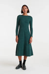 Green Ribbed Knit Midi Dress by Compania Fantastica