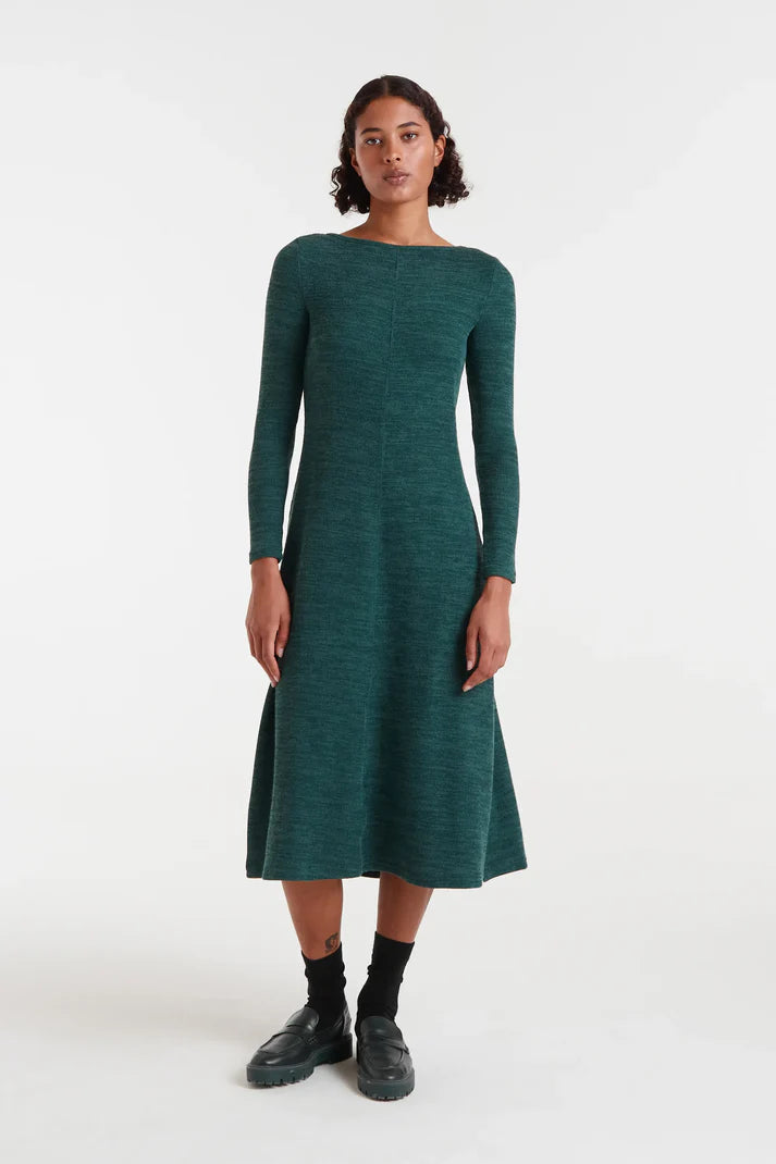 Green Ribbed Knit Midi Dress by Compania Fantastica