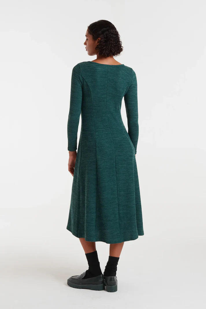 Green Ribbed Knit Midi Dress by Compania Fantastica