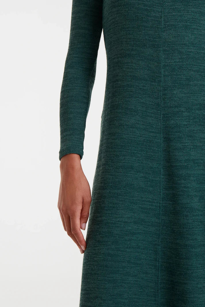 Green Ribbed Knit Midi Dress by Compania Fantastica