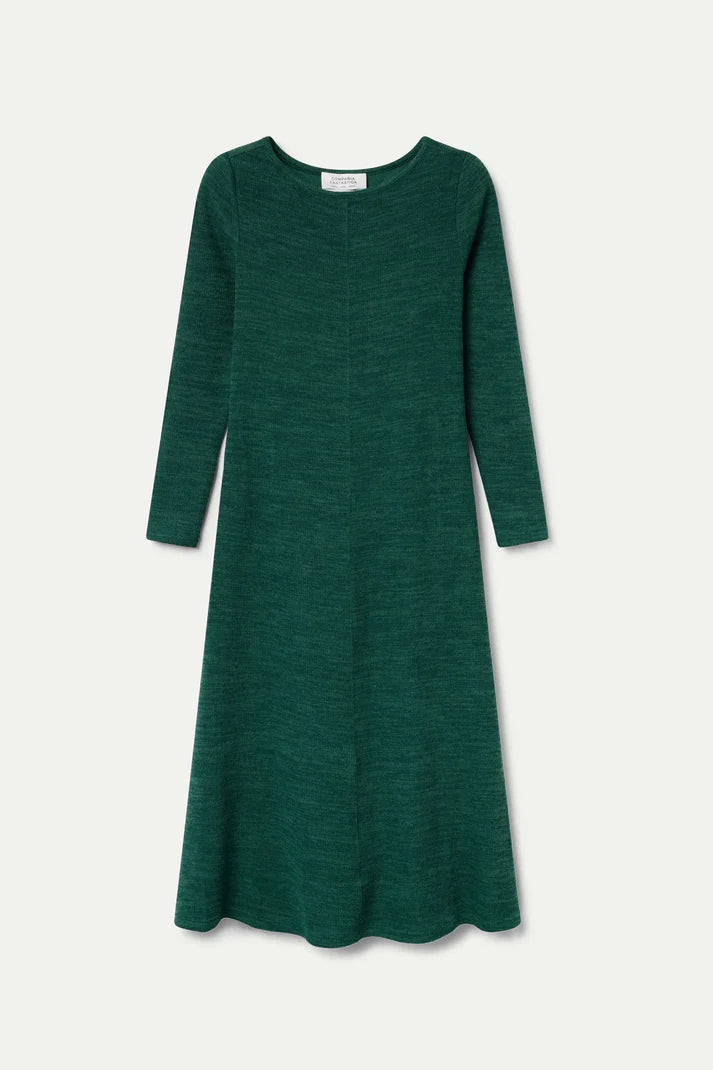 Green Ribbed Knit Midi Dress by Compania Fantastica