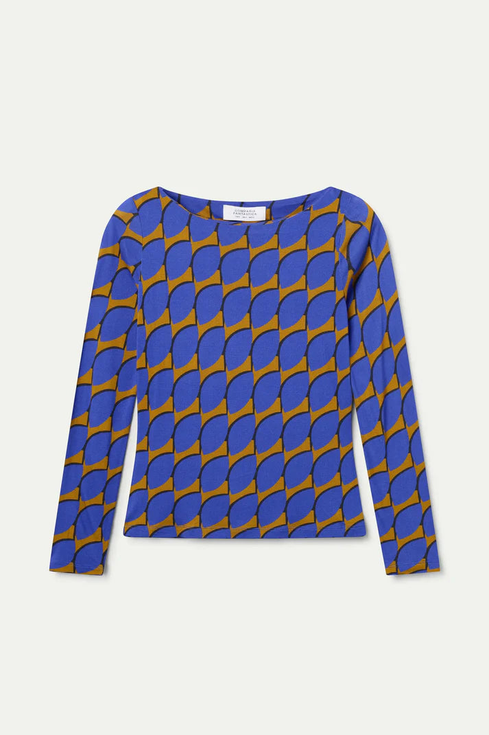 Blue Leaf Print T-Shirt by Compania Fantastica