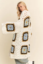 Granny Squares Long Open Cardigan