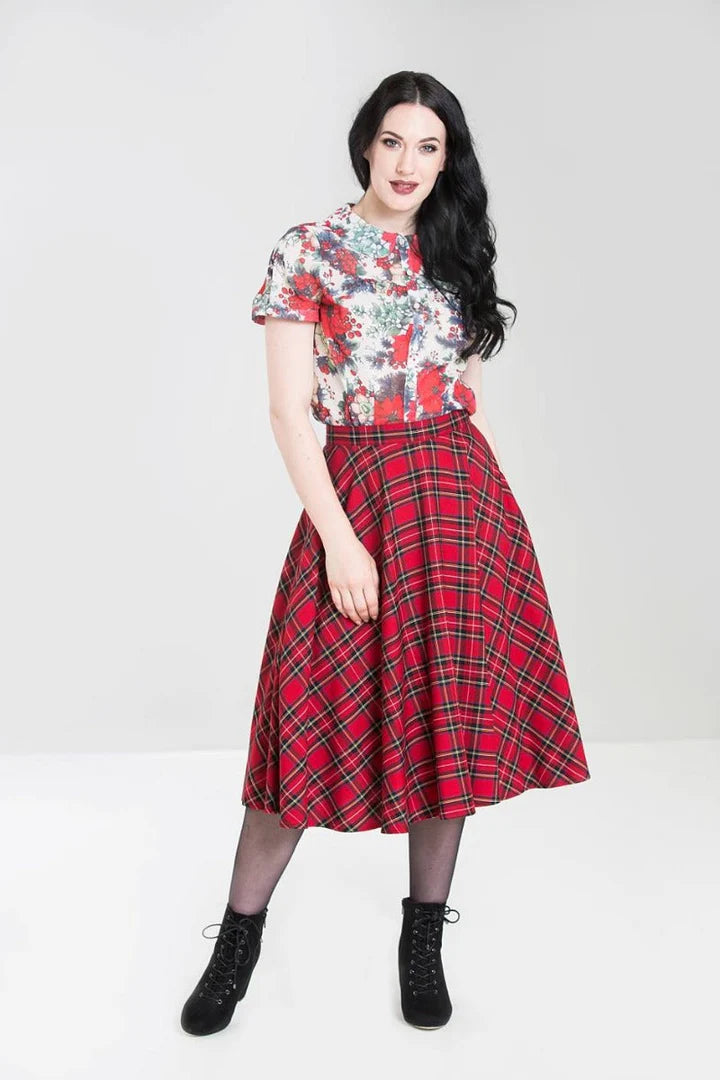 Red Plaid Irvine Circle Skirt by Hell Bunny