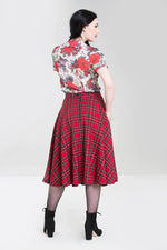 Red Plaid Irvine Circle Skirt by Hell Bunny