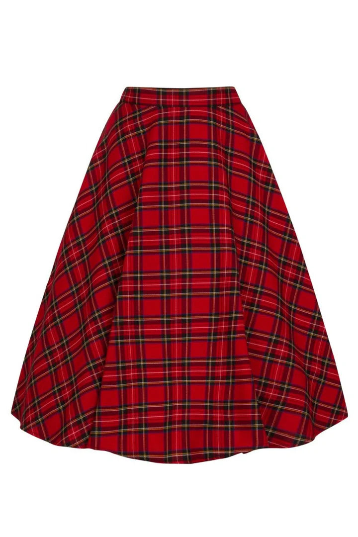 Red Plaid Irvine Circle Skirt by Hell Bunny