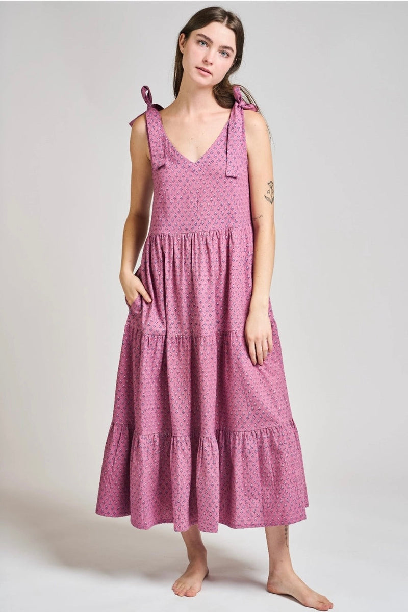 organic cotton tiered midi dress 100% Organic Cotton Tiered Maxi Dress in Mocha Midi Dot