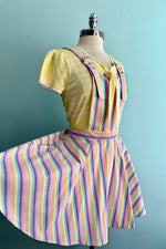 Hikari Rainbow Stripe Pinafore Mini Dress by Banned