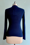 Navy Blue Ribbed Mock Neck Sweater by Compania Fantastica